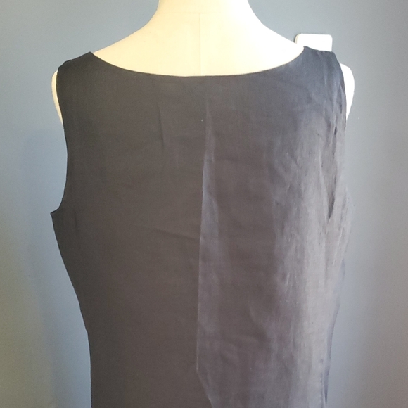 Eileen Fisher Charcoal Linen Sleeveless Dress Sz L - Picture 5 of 14